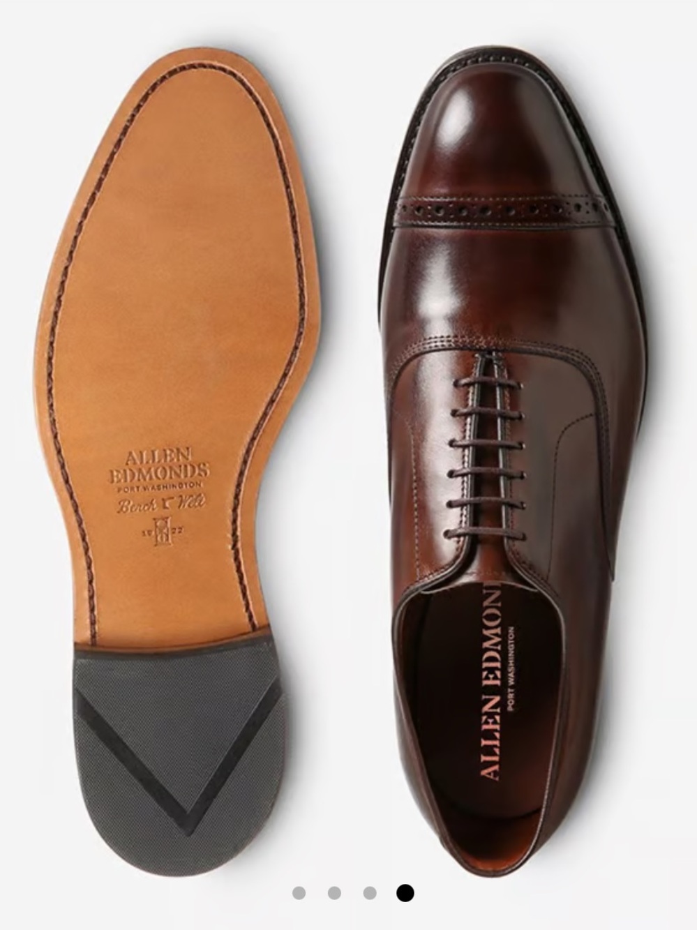 Allen Edmonds Brown Cap-Toe Oxford Dress Shoe